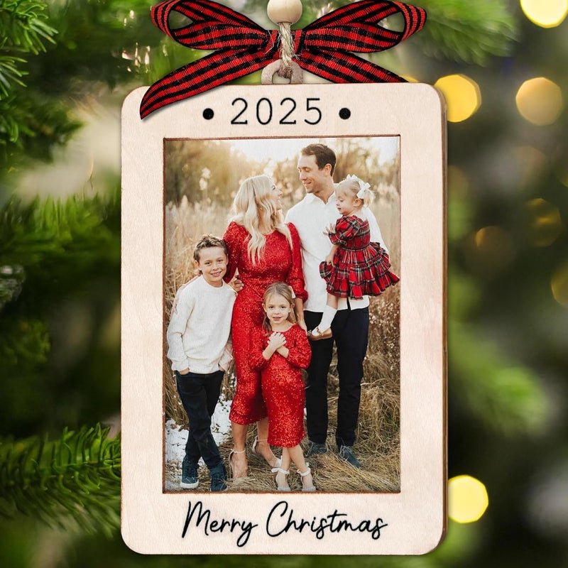 Hangwoous إطار صورة زينة عيد الميلاد 2025 - زينة إطار صور عائلية - زينة إطار صور للشجرة - زينة عيد ميلاد سعيدة مع إدخال صورة - هدية عيد الميلاد للعائلة والأصدقاء - Image 1